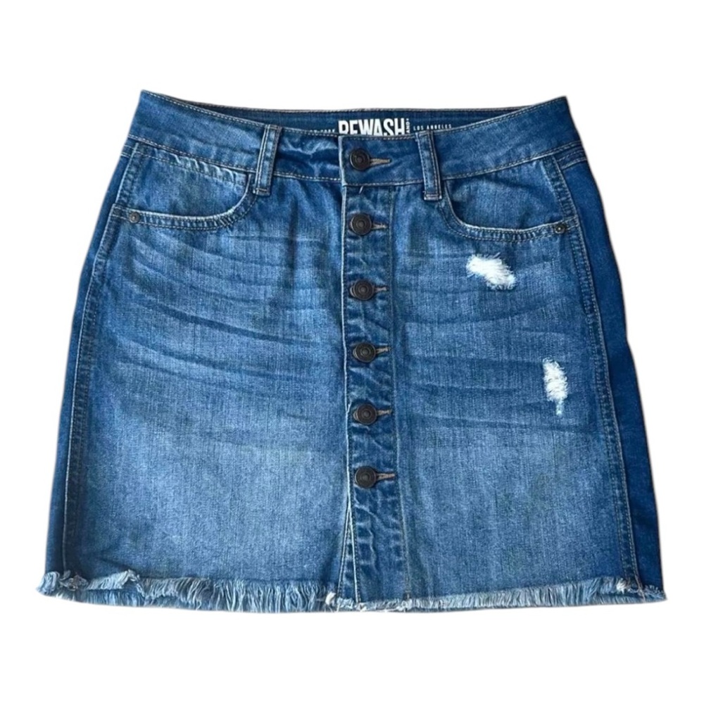 Rewash Denim Button Down Mini Skirt
